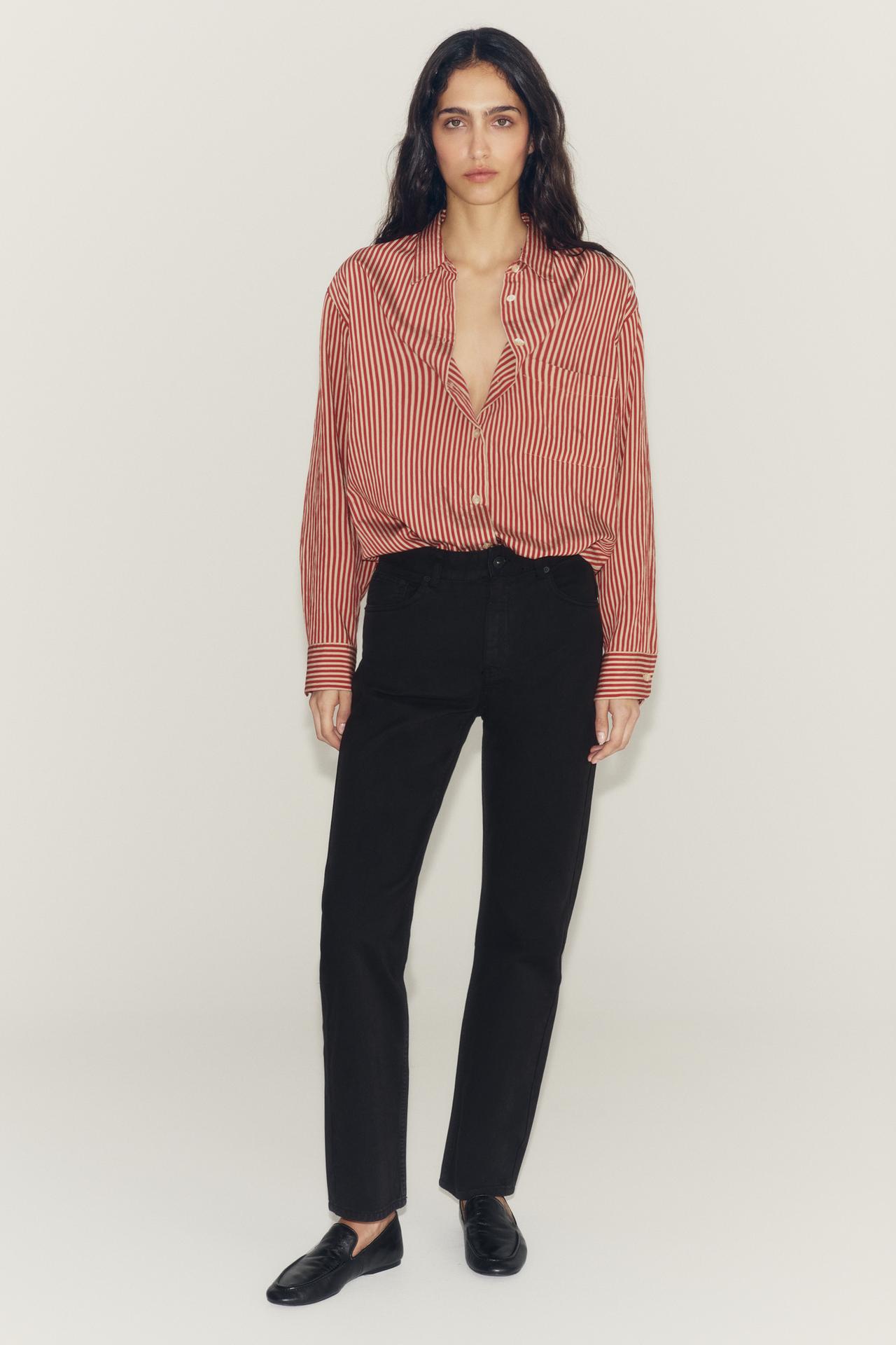 РУБАШКА В ПОЛОСКУ С ПРИНТОМ И КАРМАНОМ — ZW COLLECTION