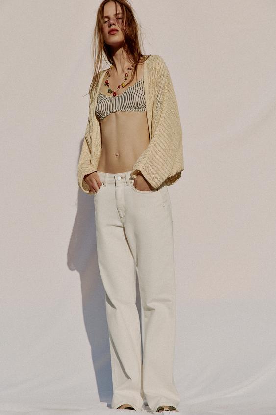 Zara Z1975 HIGH-RISE REGULAR LONG LENGTH JEANS - White - Image 0