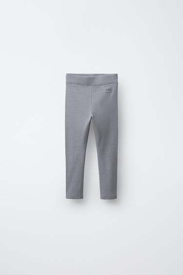 RIBBED LEGGINGS WITH LABEL - Grey by Zara