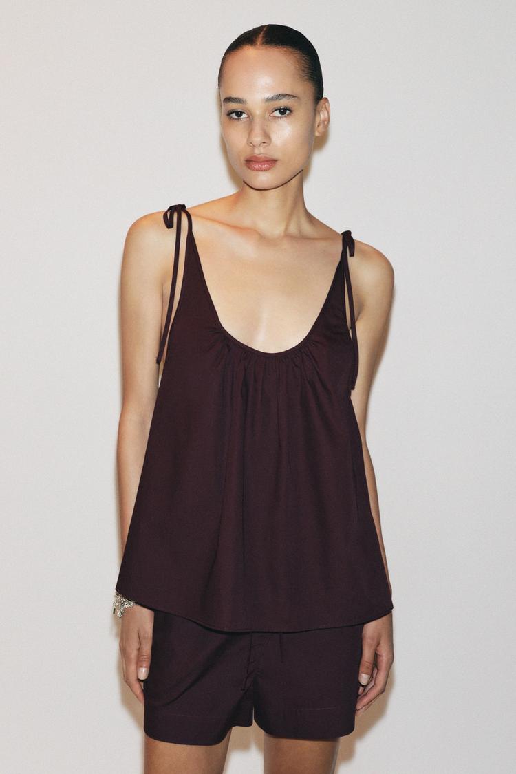 BOW POPLIN TOP
