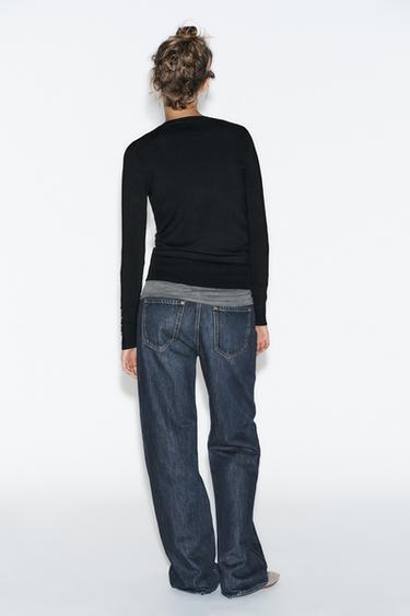 PULL EN MAILLE LISSE BASIQUE - Noir de Zara - Image 4