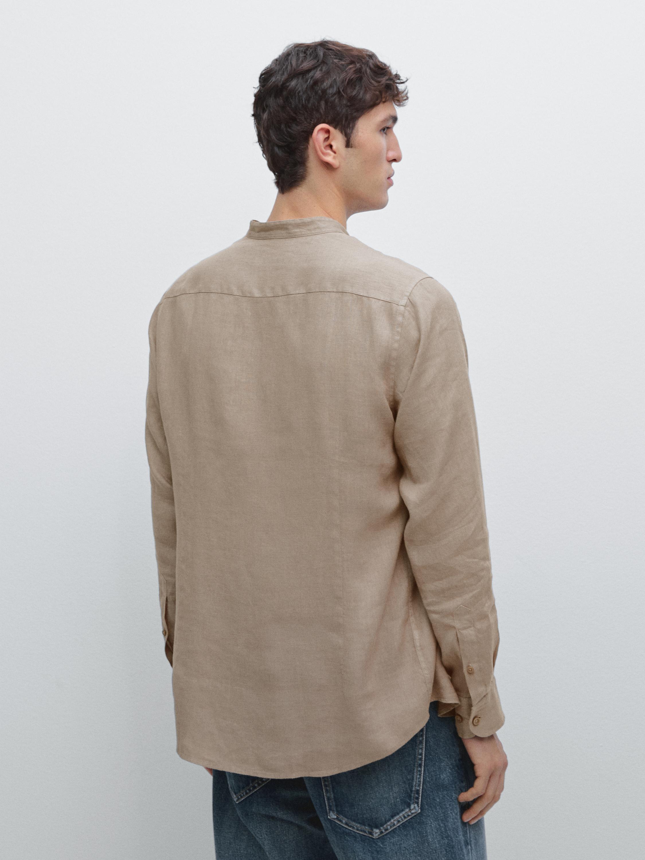 Slim fit stand collar shirt