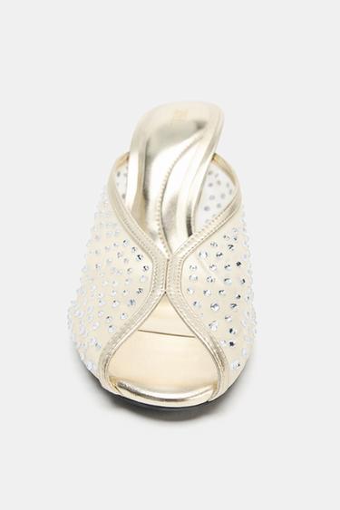 SANDALES EN RÉSILLE BRILLANTES - Or de Zara - Image 4