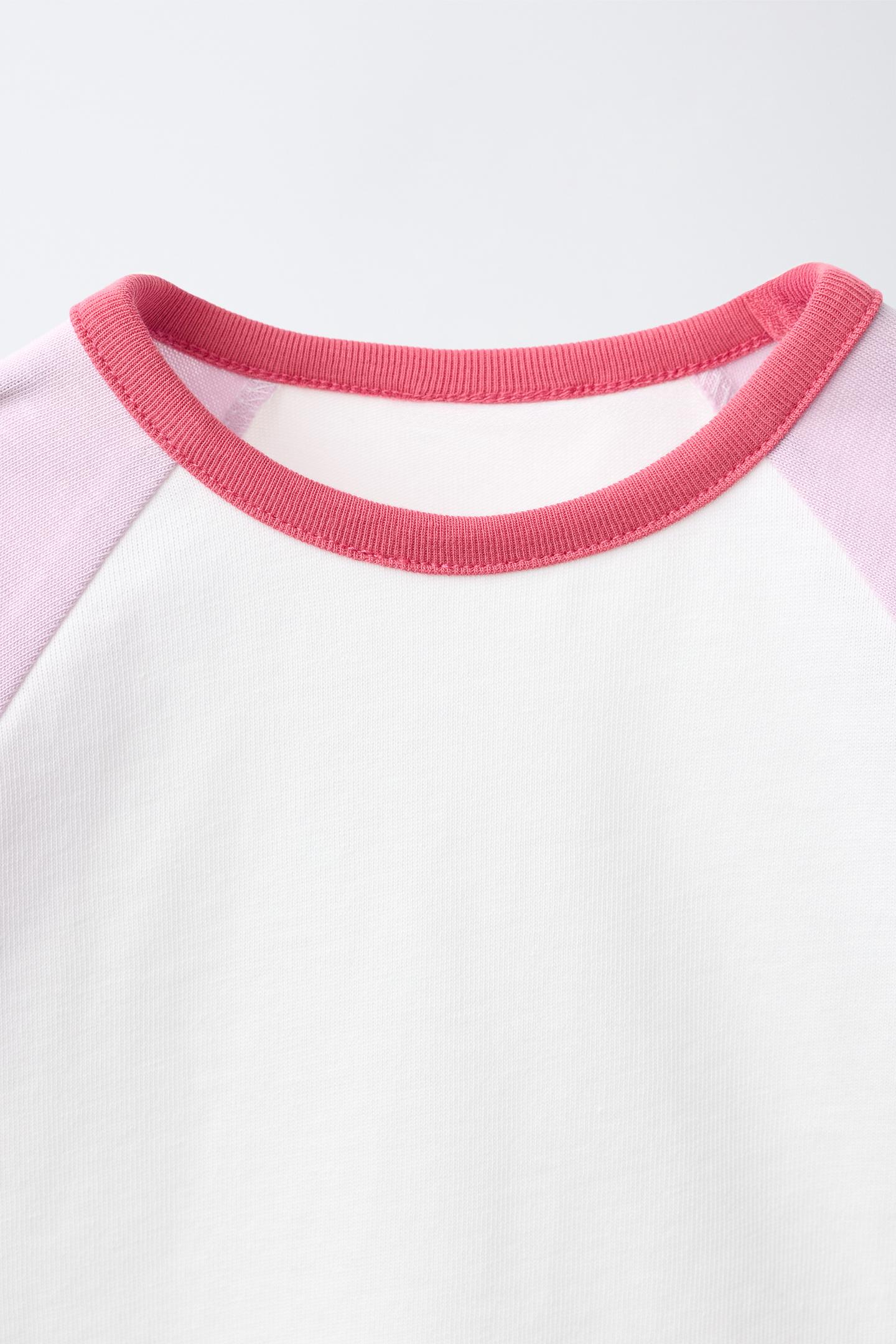 Детский комплект Zara Star and Heart Raglan T-SHIRT and Bermuda Shorts Set, цвет: Пастельный розовато-лиловый — фото 3