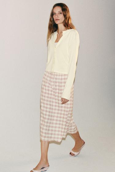 Zara PLAID MIDI SKIRT ZW COLLECTION - Multicolored - Image 0