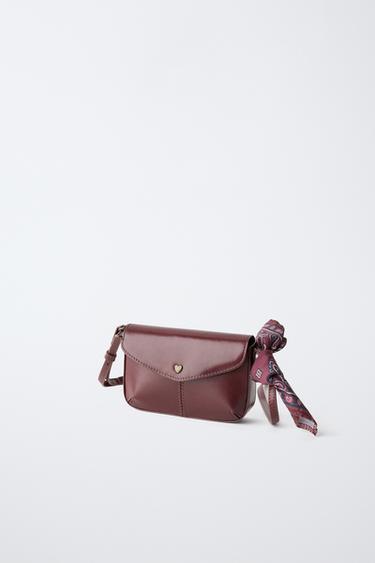 LEATHER BANDANA CROSSBODY BAG — Maroon 2