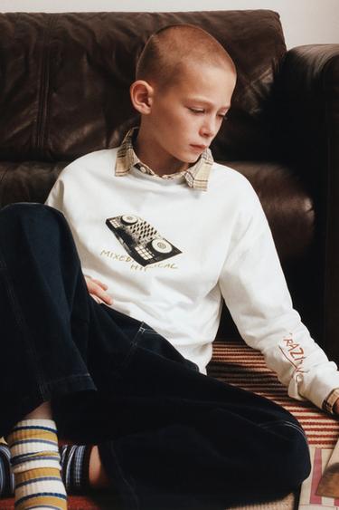 T-SHIRT À IMPRIMÉ MUSICAL - Blanc cassé de Zara