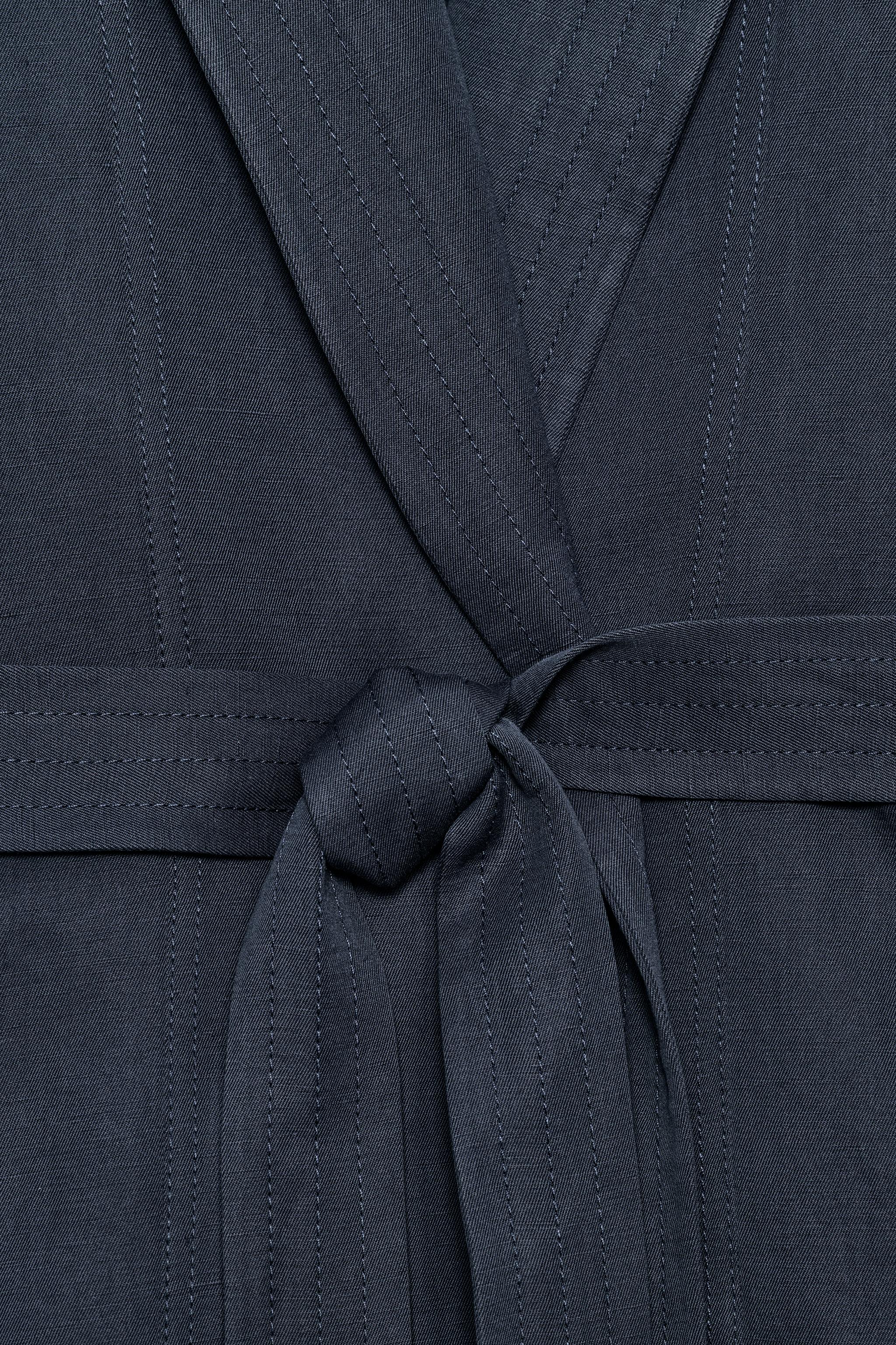 Zara ZW COLLECTION LINEN BELTED BLAZER — фото 9