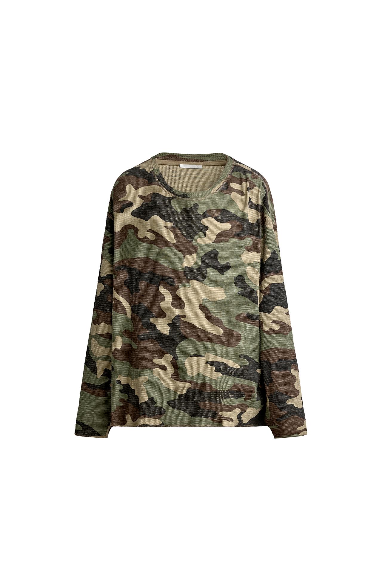 ABSTRACT PRINT WAFFLE-KNIT SWEATSHIRT