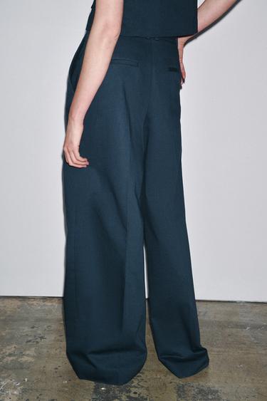 ZW COLLECTION PLEATED TROUSERS - Navy blue by Zara - Image 2