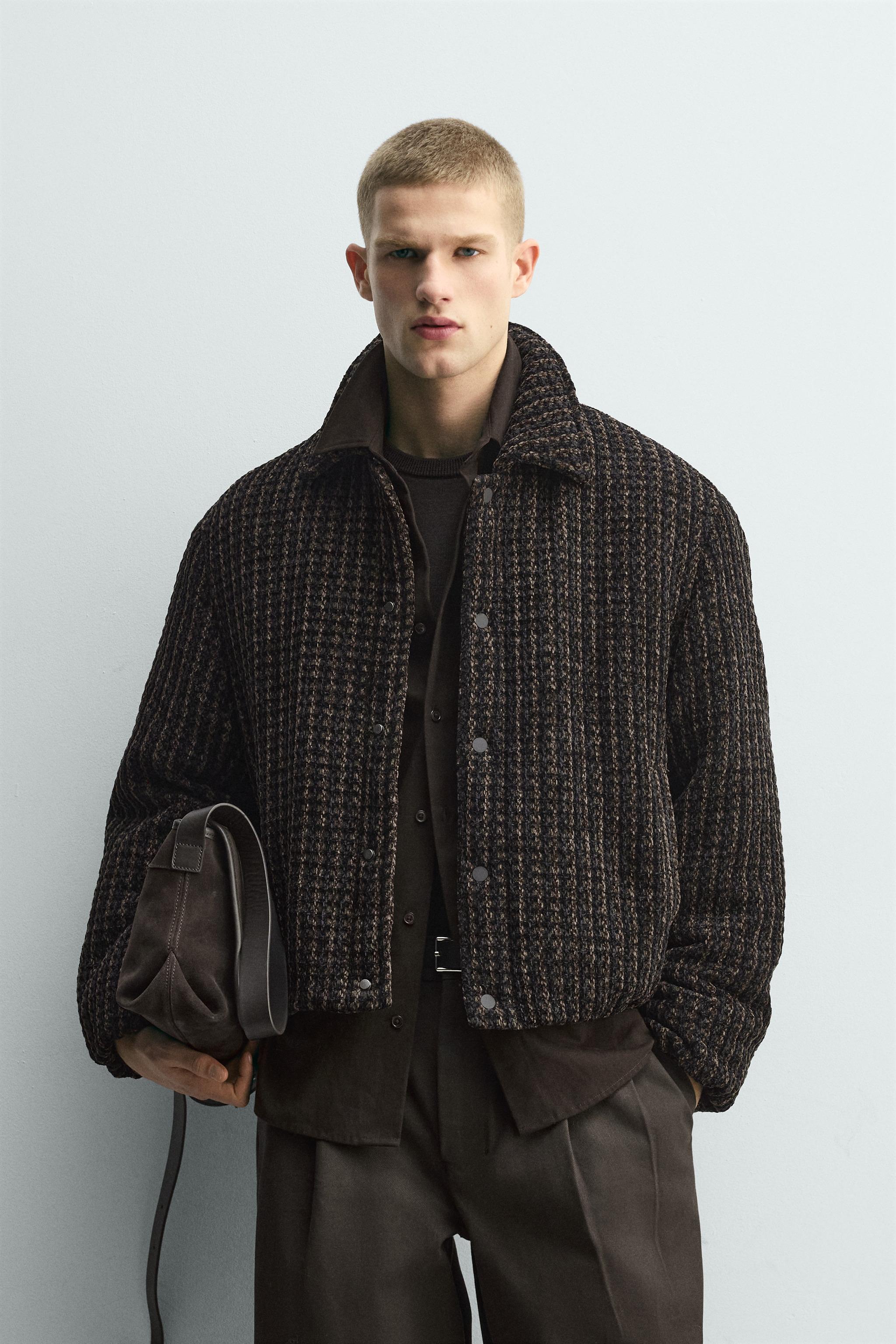 VELOUR PLAID TEXTURED JACKET - Black / Brown | ZARA United States
