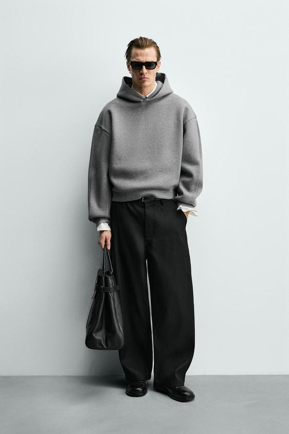 SUDADERA COMPACTA BOXY FIT CAPUCHA - Gris vigoré de Zara - Imagen 0