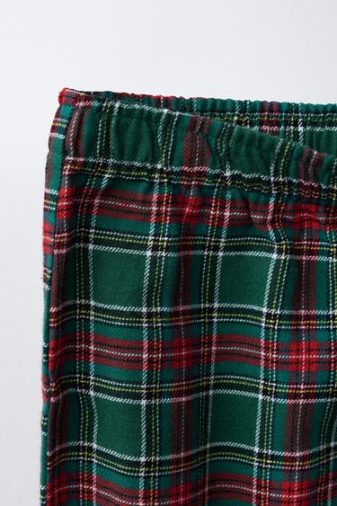 AGES 6-14 / CHECK FLANNEL PYJAMAS - Green by Zara - Image 7