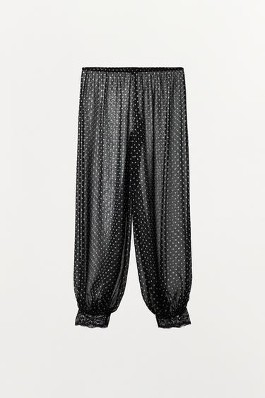 Zaras MÖNSTRAD BALLONGSPETSBYXA - Svart