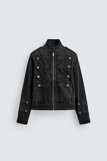 DENIM JACKET WITH FIREMAN CLASPS AND BUTTONS - Charcoal by Zara