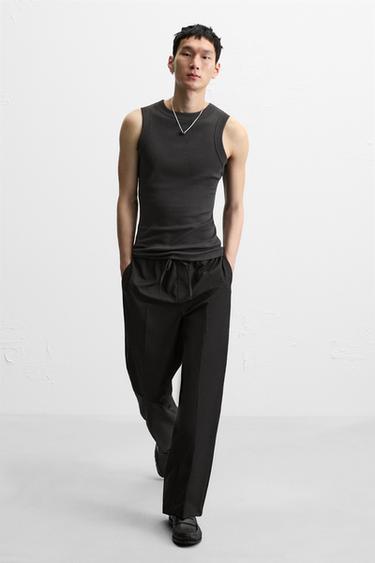 RELAXED FIT TROUSERS WITH STRIPE - Black by Zara - Image 5