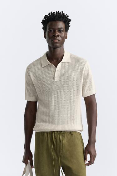 POLO PUNTO CALADOS - Beige de Zara