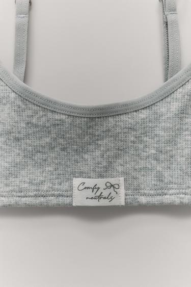 Zara AGES 9-14/ THREE-PACK OF LABEL BRALETTES - Black / White