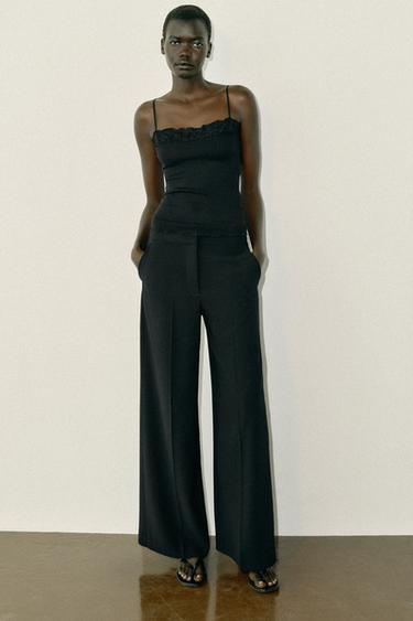 LACE STRAPPY TOP - Black by Zara