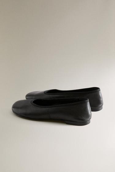 FLEXIBLE LEATHER BALLERINAS - Black by Zara - Image 2