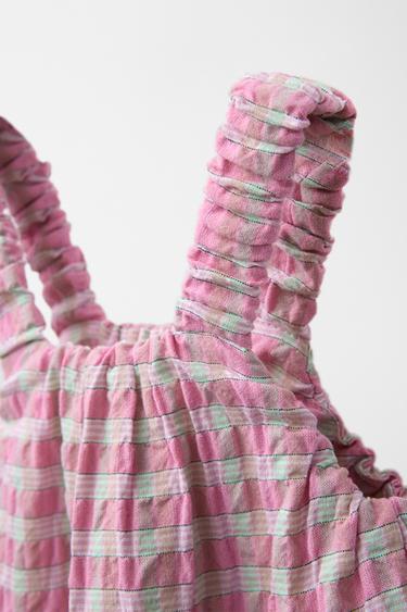 TEXTURED CHECK PRINT DRESS - Pink by Zara - Image 2