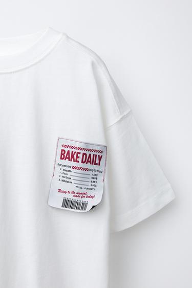 T-SHIRT À IMPRIMÉ PAIN - Blanc de Zara - Image 2