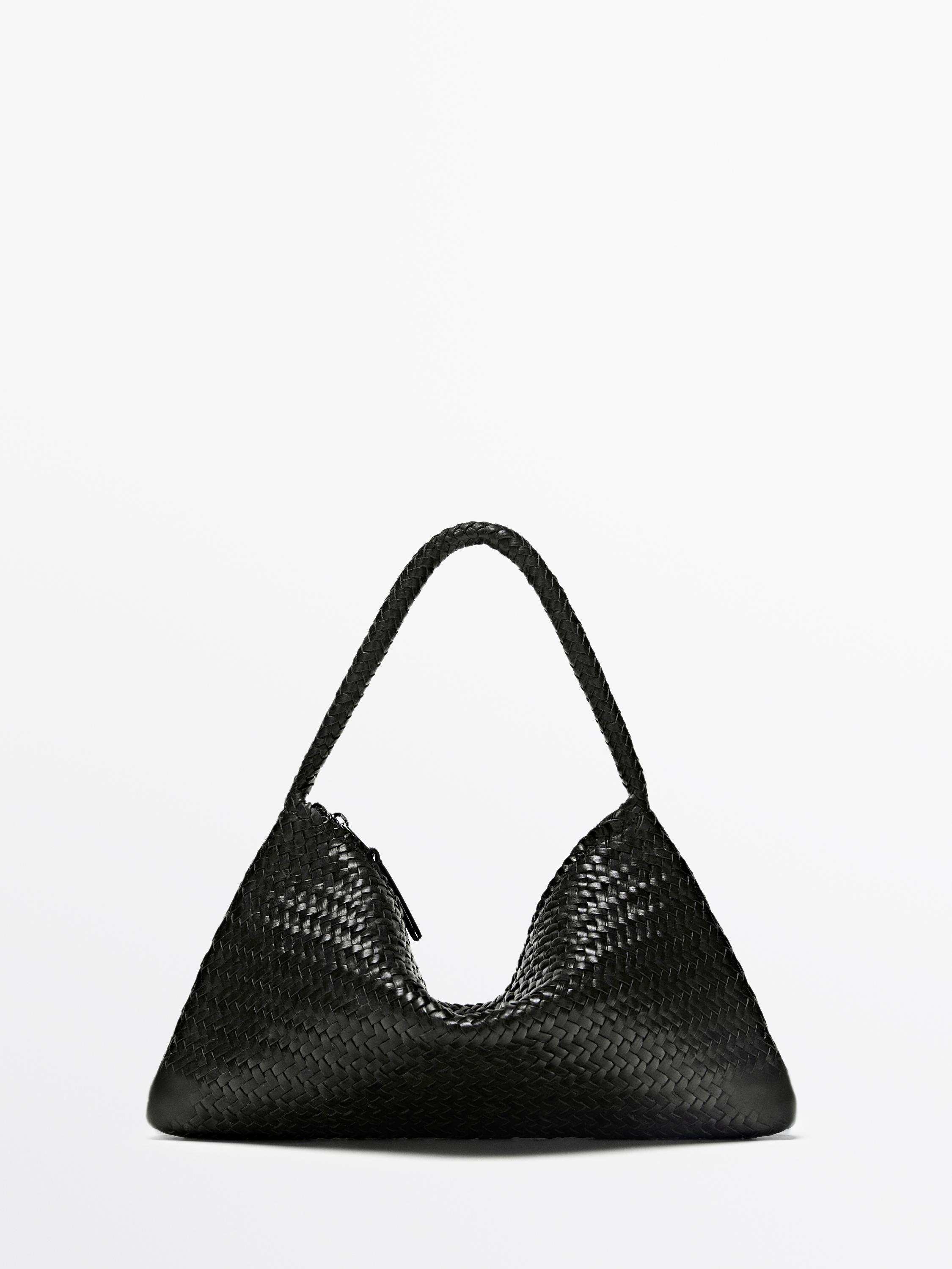 Small braided leather shoulder bag