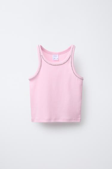 CAMISETA RIB JOYAS - Rosa de Zara