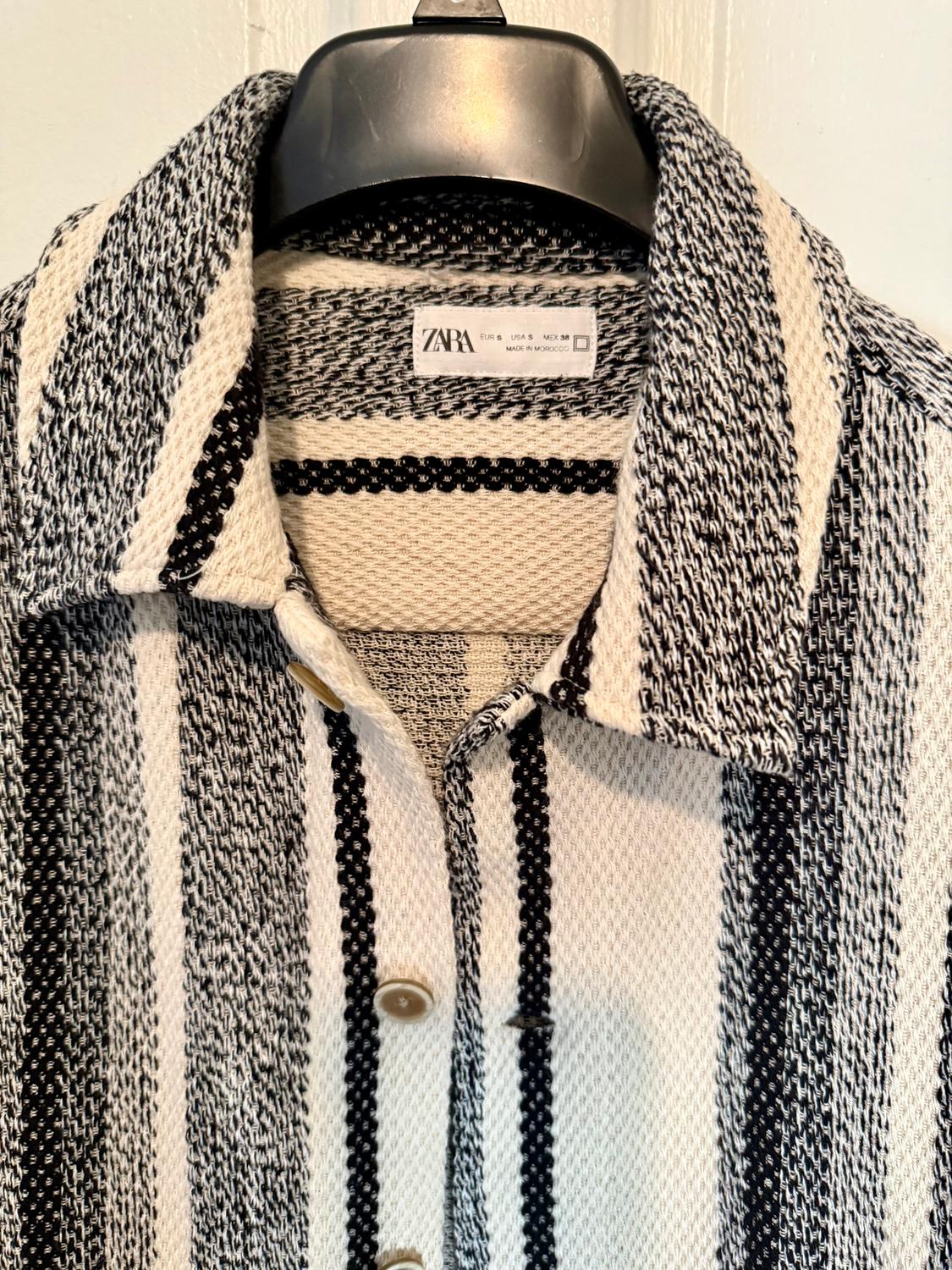 STRIPED TEXTURED OVERSHIRT - Image 3