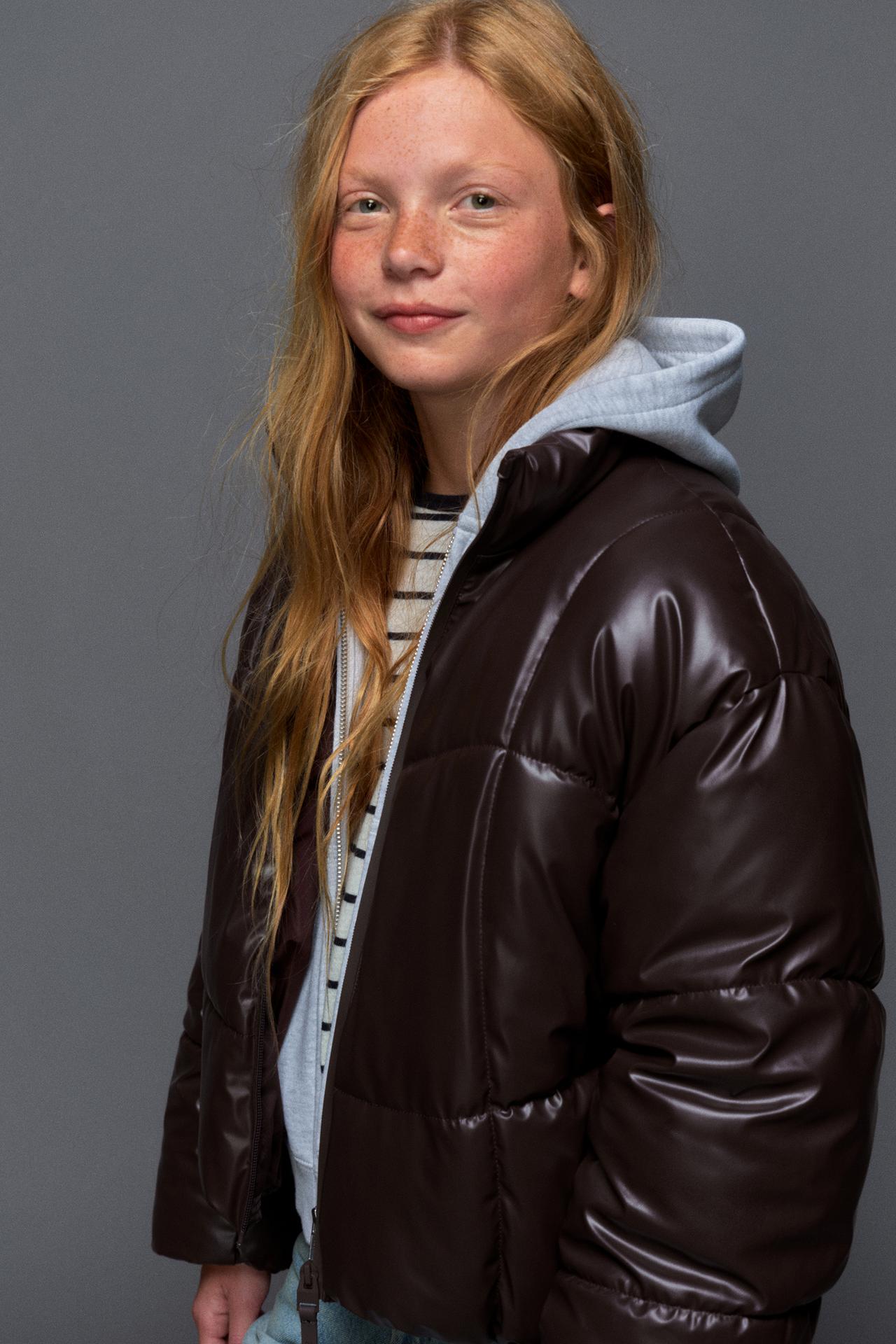 WATER-REPELLENT RUBBERIZED PUFFER COAT — Brown