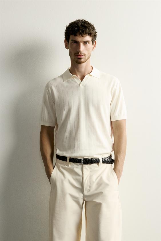 Prążkowana koszulka polo regular fit