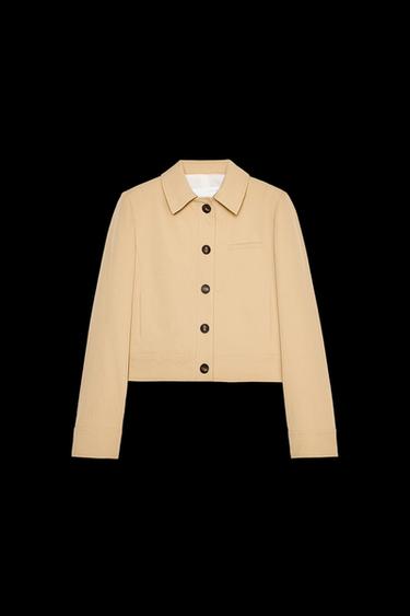 Zara SHOULDER PAD CROPPED JACKET - taupe brown - Image 0