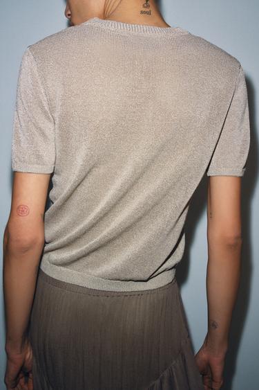 TOP EN MAILLE À MANCHES COURTES - Sable de Zara - Image 2
