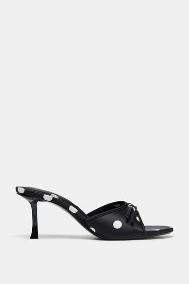 SATIN-EFFECT POLKA DOT SANDALS - Black by Zara