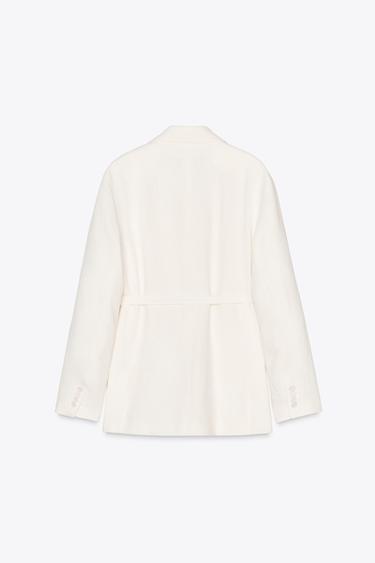 ZW COLLECTION LINEN BLEND BLAZER - Ecru by Zara - Image 5