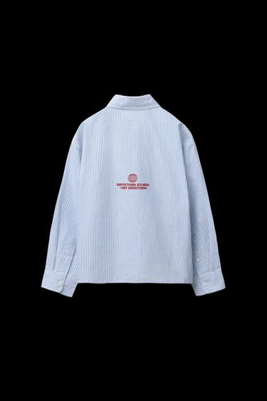 STRIPED SHIRT WITH SLOGAN - striped by Zara