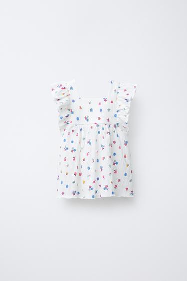 TEXTURED FLORAL T-SHIRT - Ecru by Zara