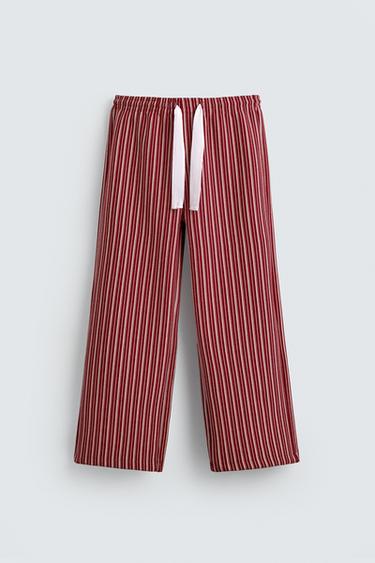 STRIPED RELAXED FIT TROUSERS - Red by Zara
