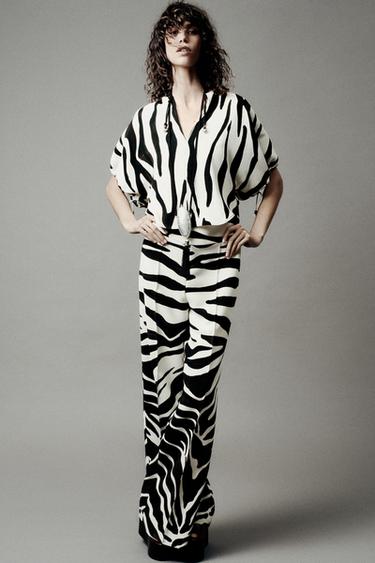 ZW COLLECTION ANIMAL PRINT TOP - Ecru / Black by Zara