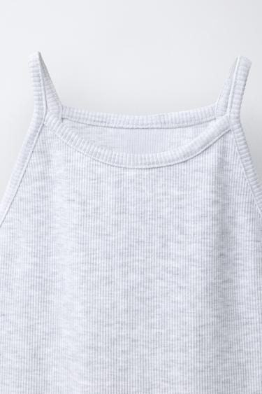 RIBBED DRESS WITH RUFFLES - White / Grey by Zara - Image 2