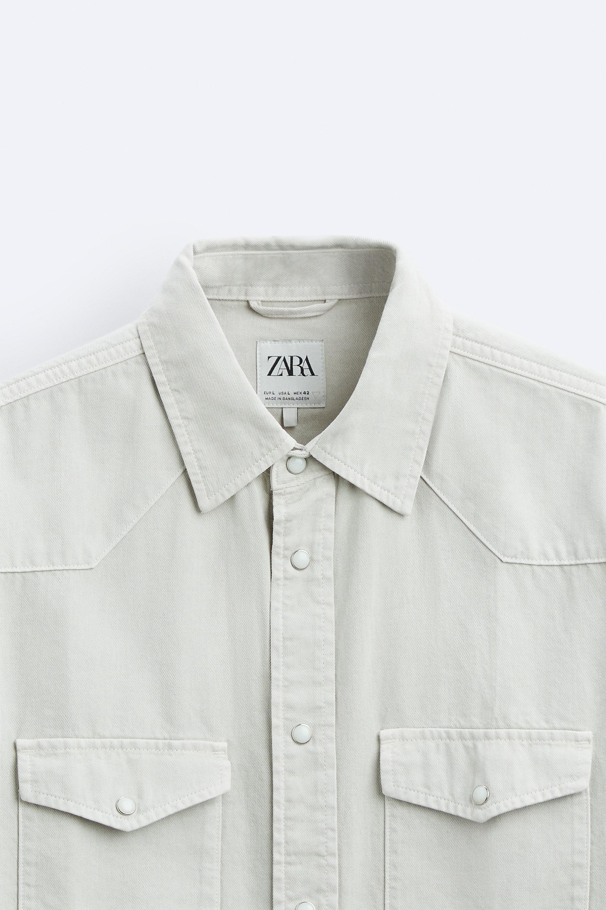 Zara white sales denim shirt