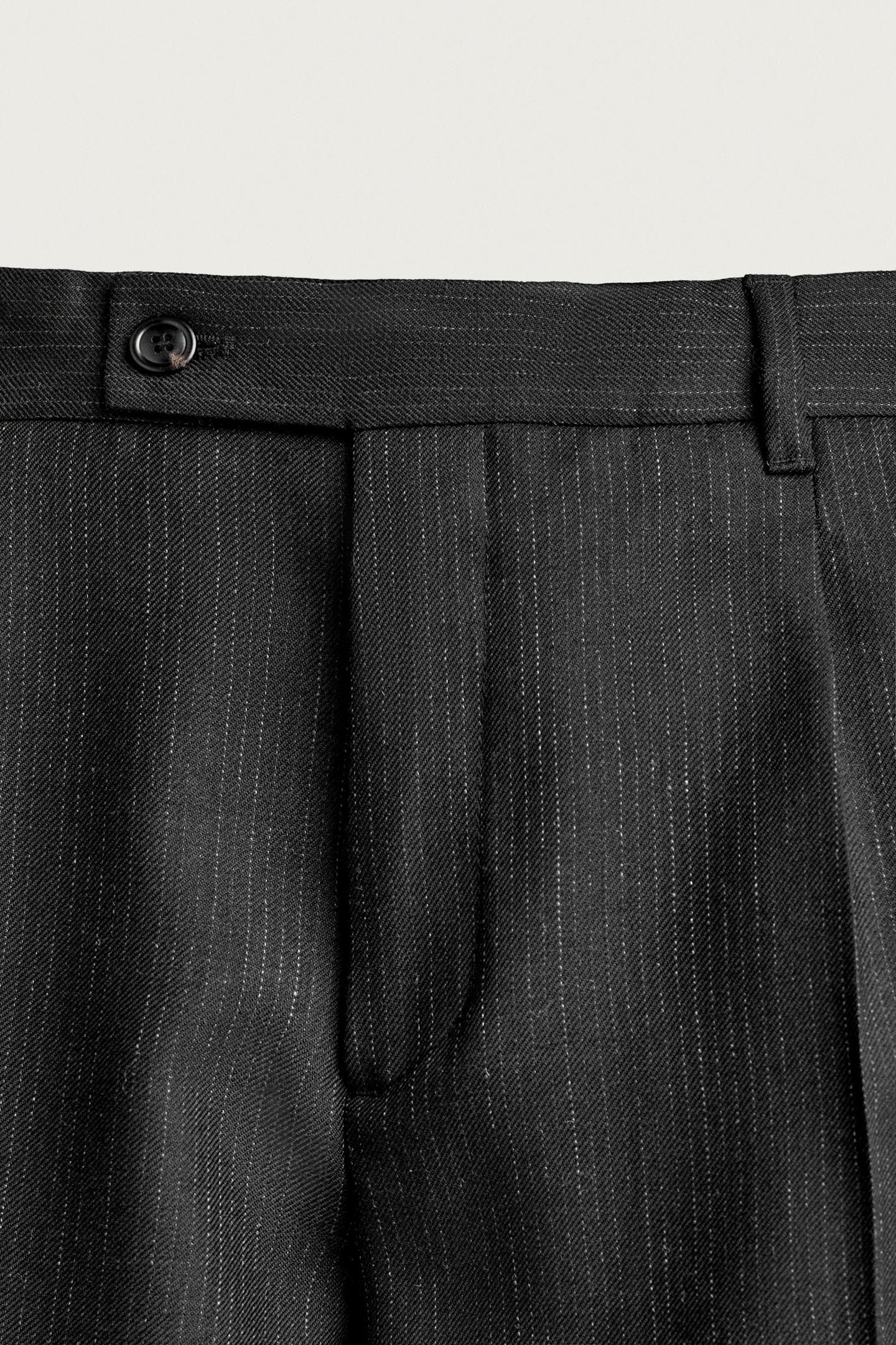 Мужские брюки Zara 100% Wool Manteco® Suit, цвет: Антрацитовый серый — фото 7