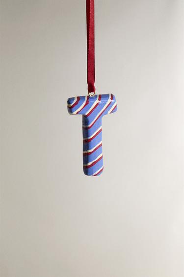 LETTER T CHRISTMAS TREE DECORATION - Blue by Zara - Image 0
