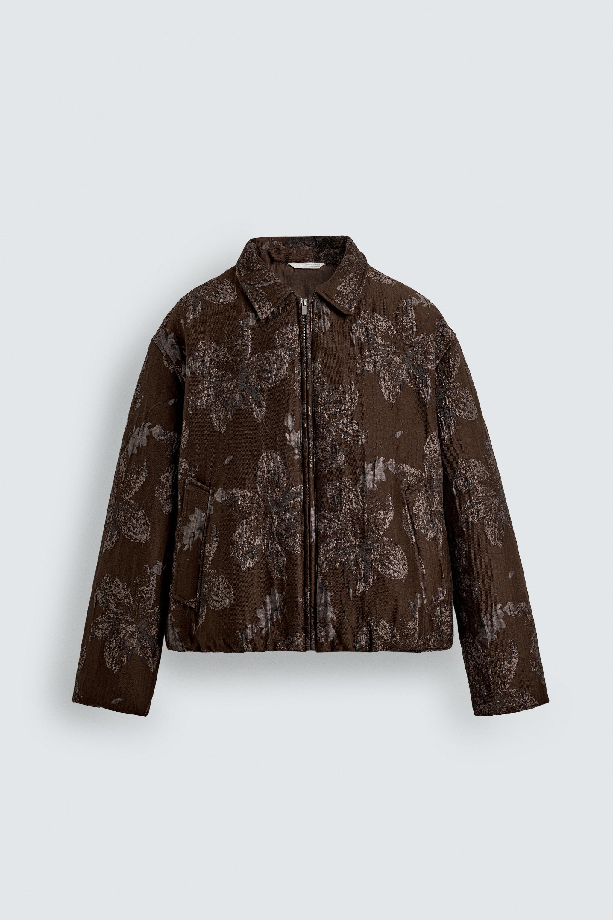 acka flower jacquard jacket（brown） FLORAL JACQUARD JACKET - Chocolate | ZARA India