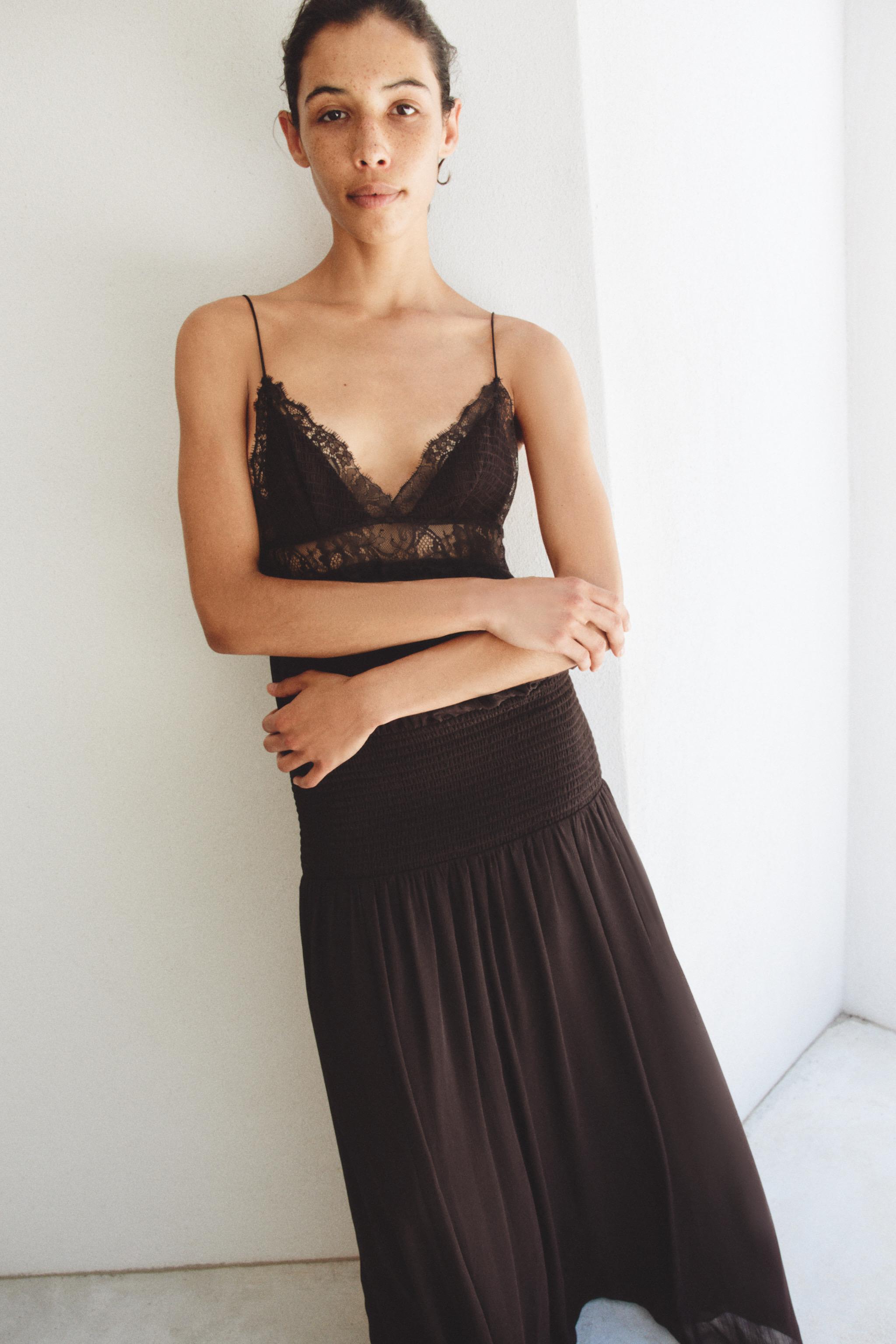 Zara DANTELLİ ASKILI ELBİSE görsel 3