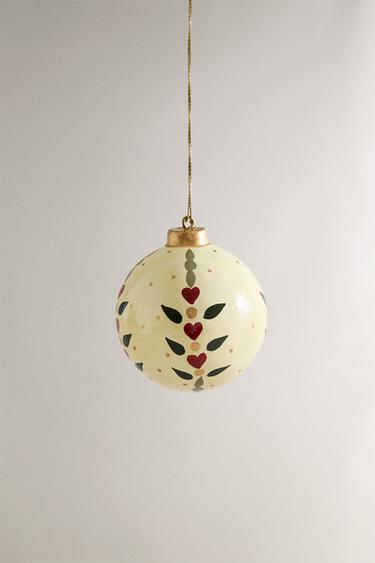 Zara PAPIER-MÂCHÉ BALL CHRISTMAS TREE ORNAMENT - Oyster-white