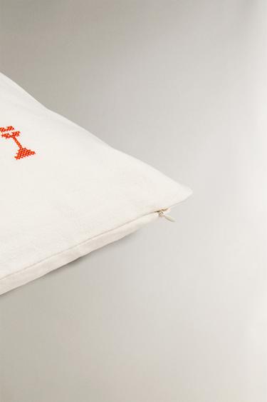 CUSHION COVER WITH MINI EMBROIDERY - Ecru by Zara - Image 4
