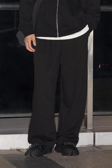 Zara 基本款寬版慢跑褲 - 黑色