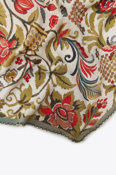 BANDANA IMPRIMÉ FLEURS DENTELLE - Écru de Zara - Image 2
