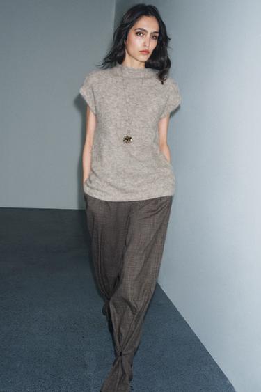 BRUSHED EFFECT ALPACA TOP - Mink by Zara